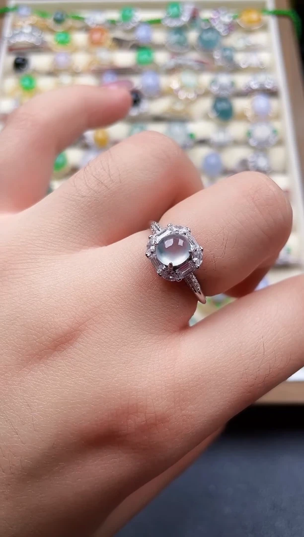 银S925镶嵌戒指翡翠68