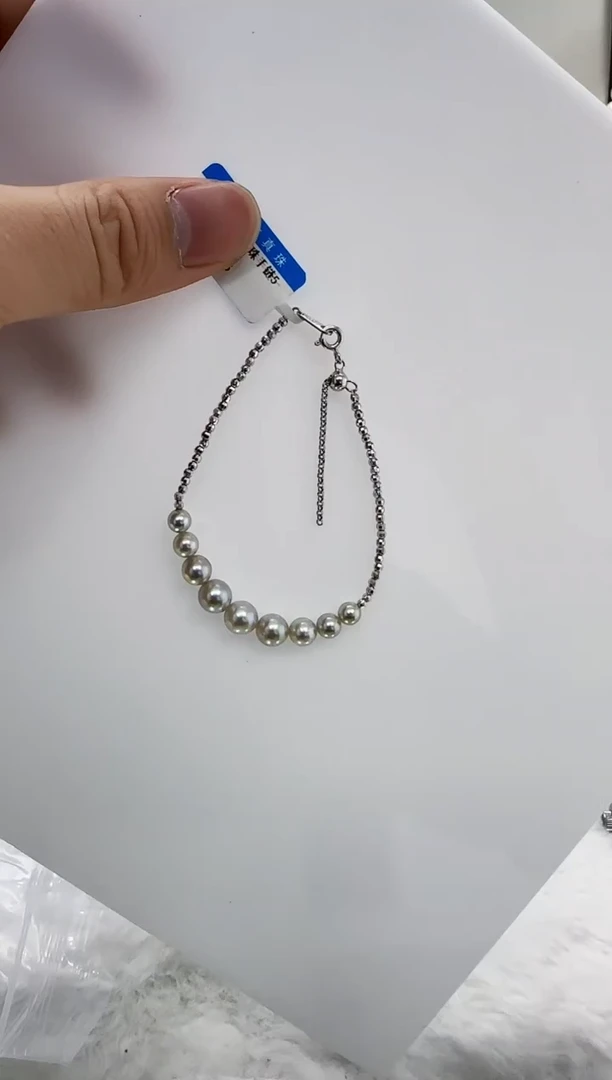 【闪购商品】海水珍珠DA银S925镶嵌c865 灰珠手链