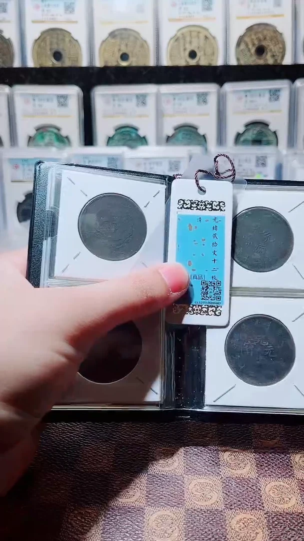 铜A121精品光绪元宝20文十二枚册（黑漆古）(斐鹏)