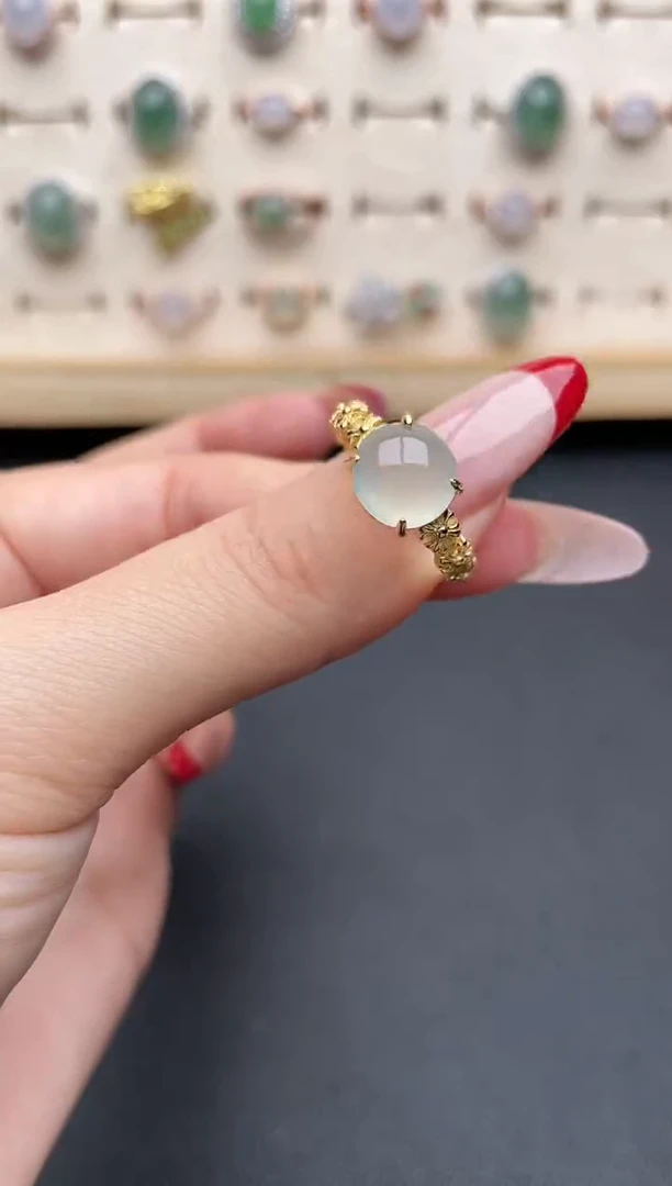 【闪购商品】翡翠戒指银S925镶嵌一物一证一礼盒