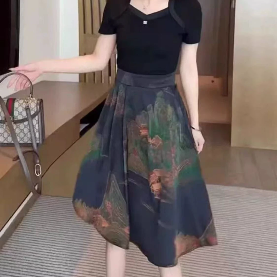 6626#拼接款连衣裙短袖女