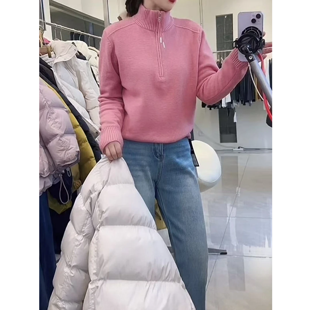 1120秋冬新款半拉链百搭针织衫（衣长56CM左右)