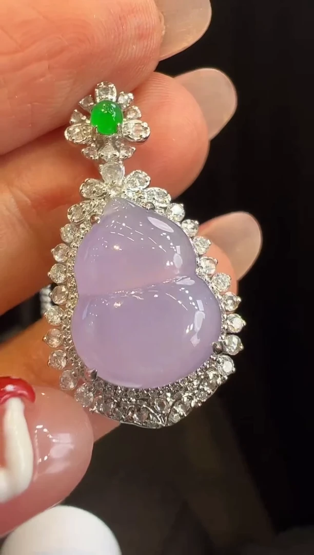 吊坠(不含链)18K金镶嵌翡翠吊坠