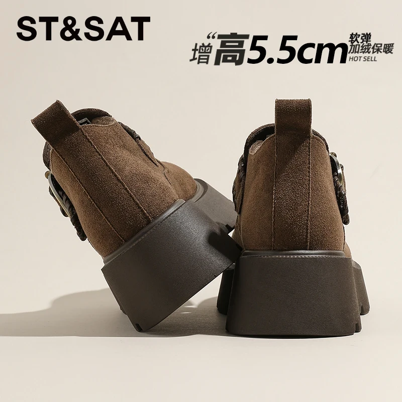 星期六琥珀流光复古勃肯鞋女2025新款冬季加绒保暖棉鞋松糕休闲鞋