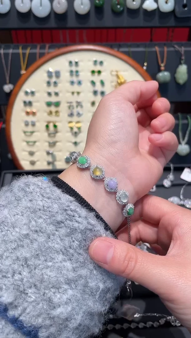 颈饰银S925镶嵌翡翠翡翠手链