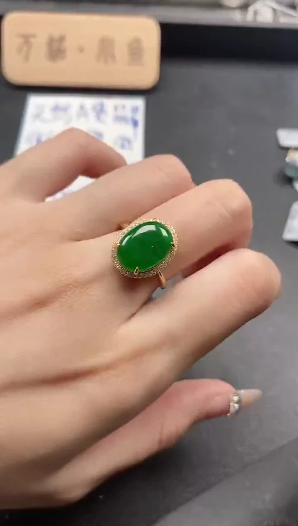 银S925镶嵌戒指翡翠51511