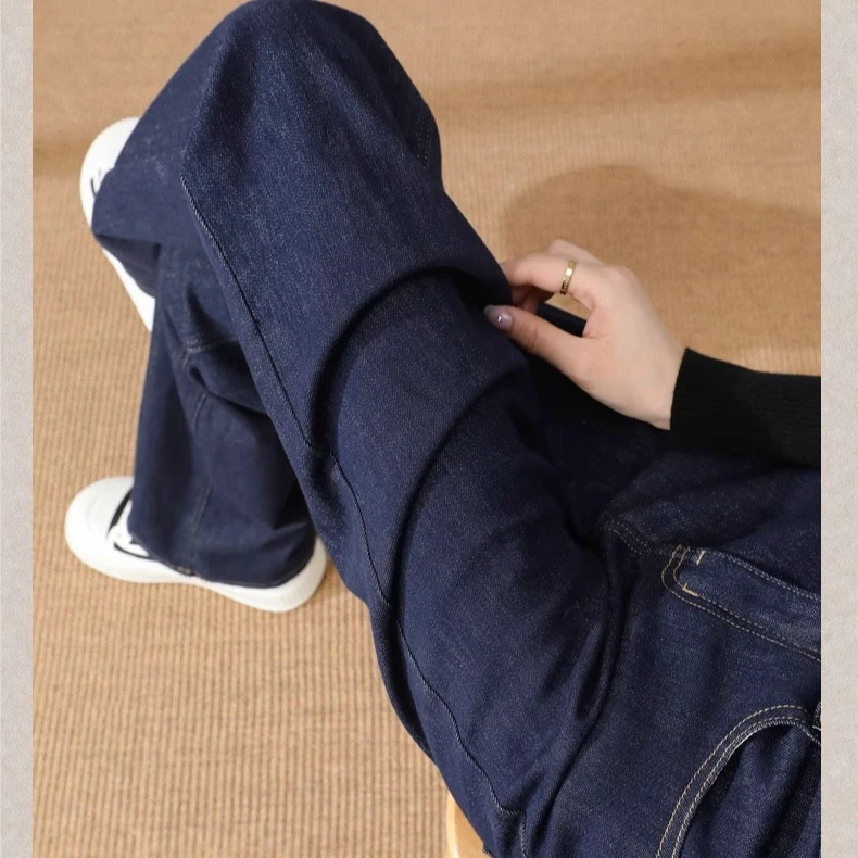 夏季薄款弹力牛仔裤女窄版阔腿直筒宽松透气防掉色大码显瘦长裤子