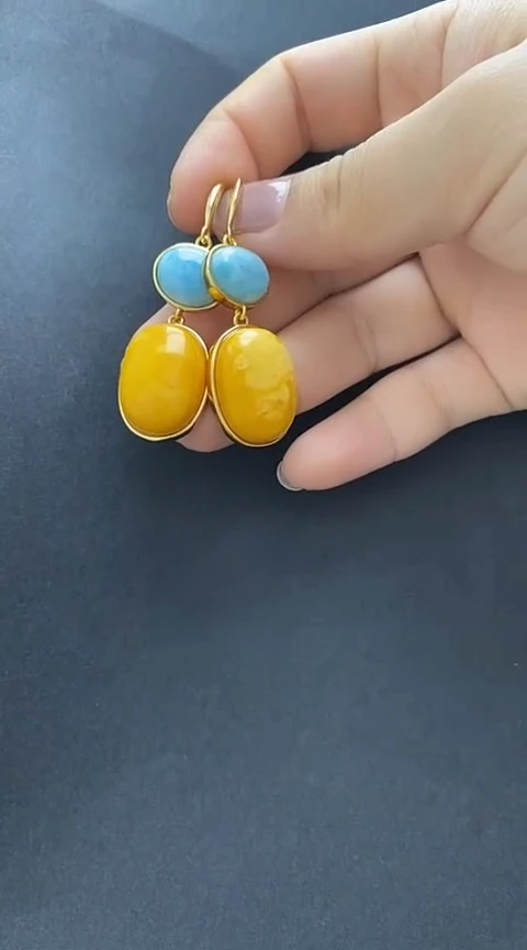 未镶嵌琥珀裸石蜜蜡耳坠