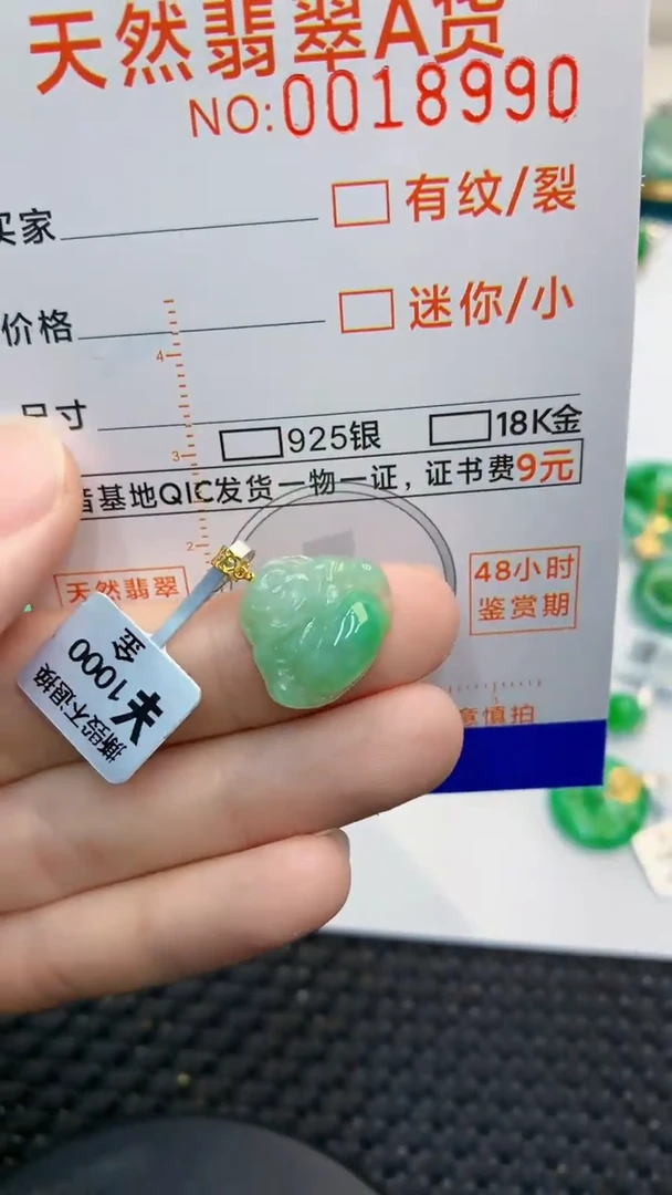 翡翠18K金镶嵌颈饰             8