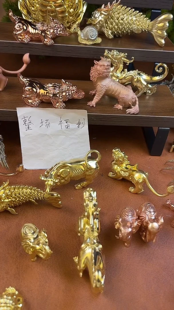 立*靖将军龙王摆件铜器