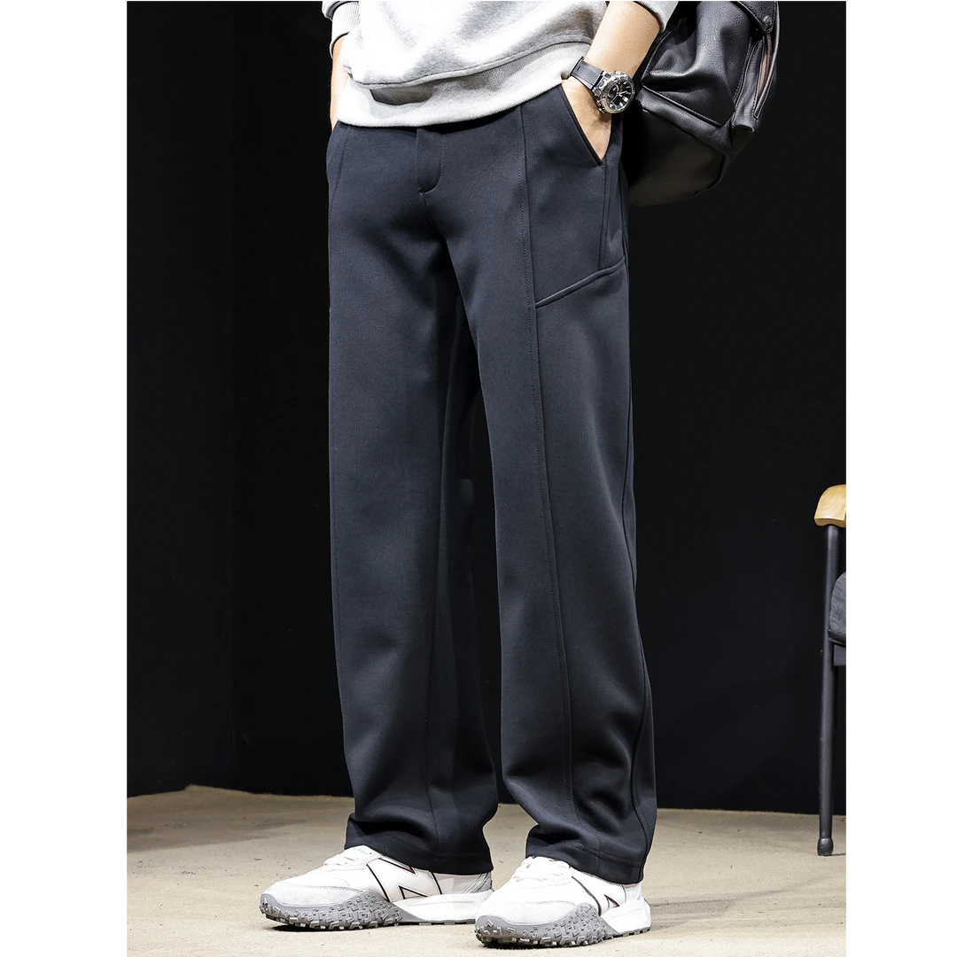 法国Cebrodz2025新款休闲运动裤男秋季宽松大码直筒针织卫裤长裤