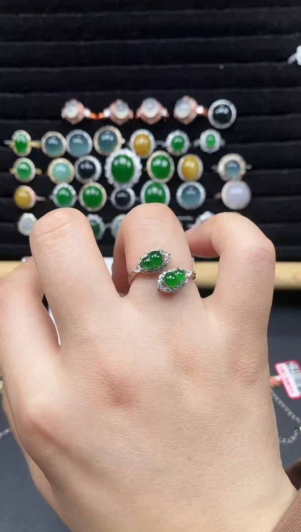 银S925镶嵌戒指翡翠111