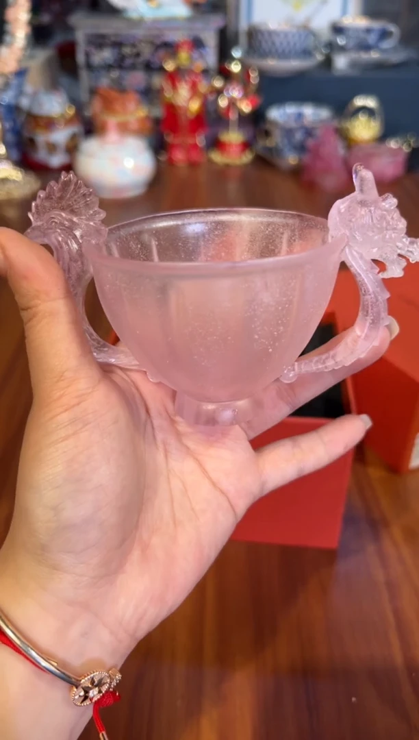 66卡普拉粉彩龙凤琉璃杯（粉紫色）