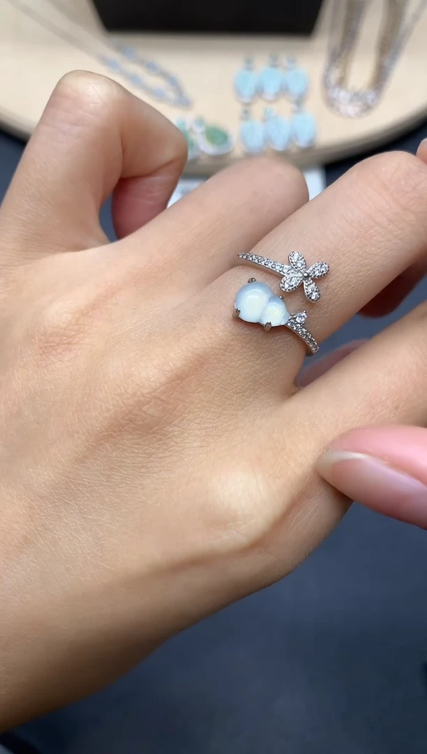 翡翠戒指银S925镶嵌葫芦【多样性发其一】