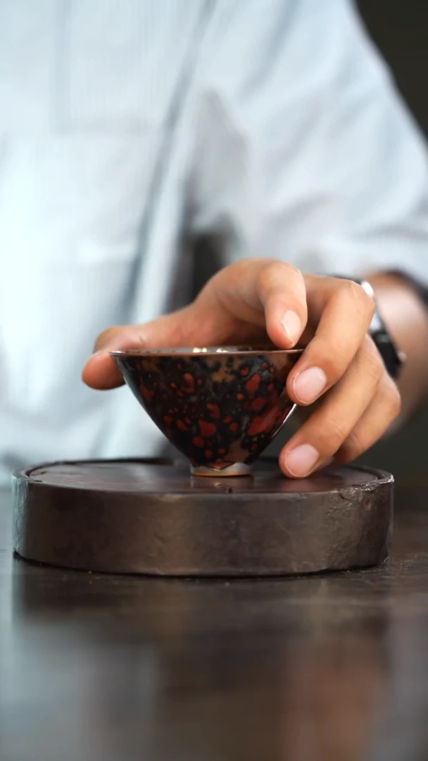 73柴房陶瓷柴烧斑鹿斗笠杯