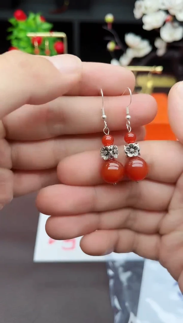 玛瑙/玉髓耳饰银S925镶嵌422000