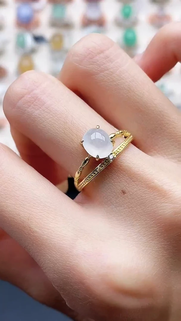 银S925镶嵌戒指翡翠天然翡翠A货 11    1-