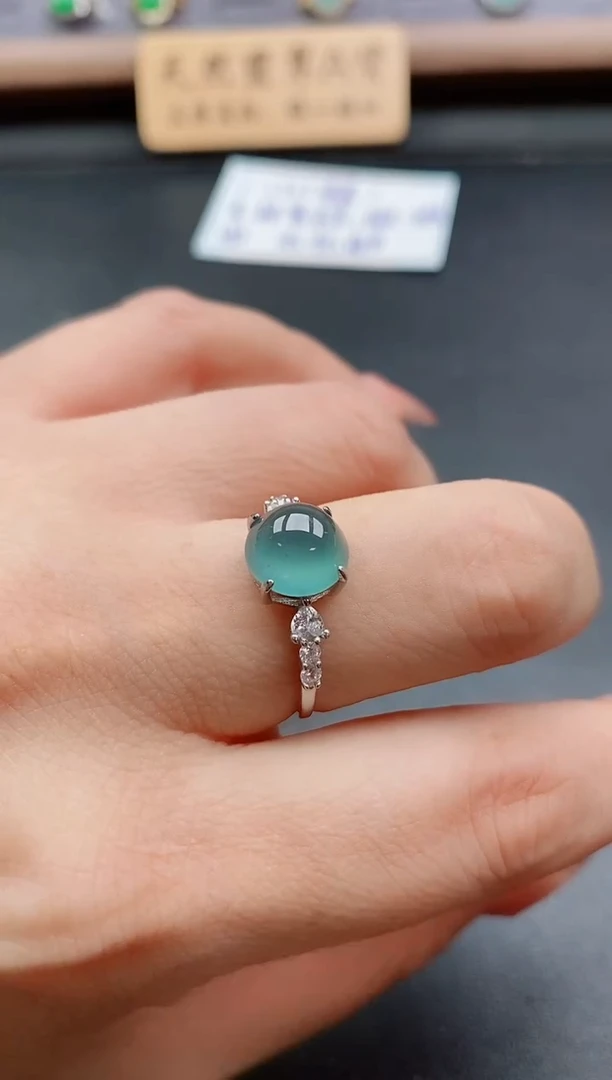 银S925镶嵌戒指翡翠1