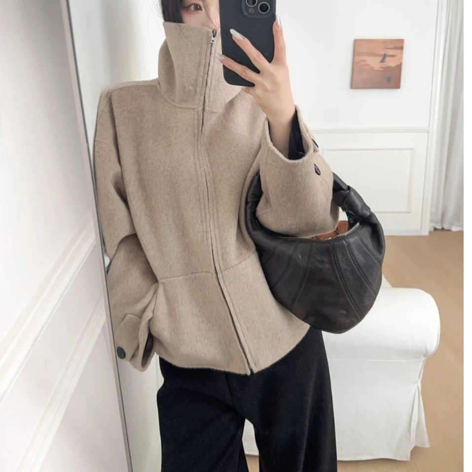 【ICS 韵裕】秋季女式双面呢夹克短外套秋冬毛呢外套双面