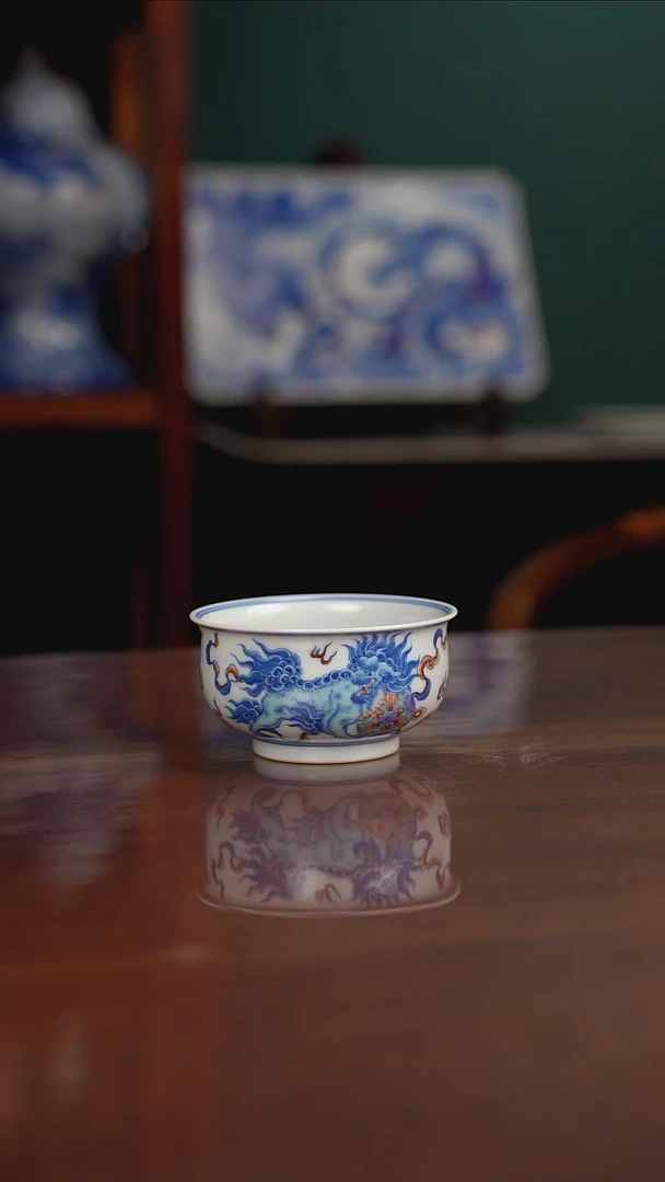 空山明月 新斗彩 双狮
