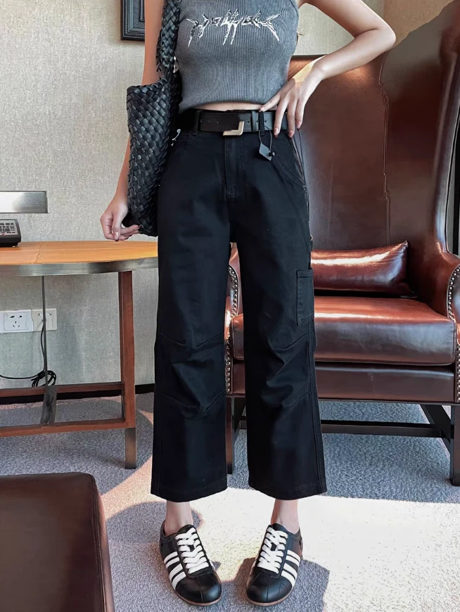 RAQCK08034百搭时尚休闲风萝卜裤女2025年新款九分裤牛仔裤