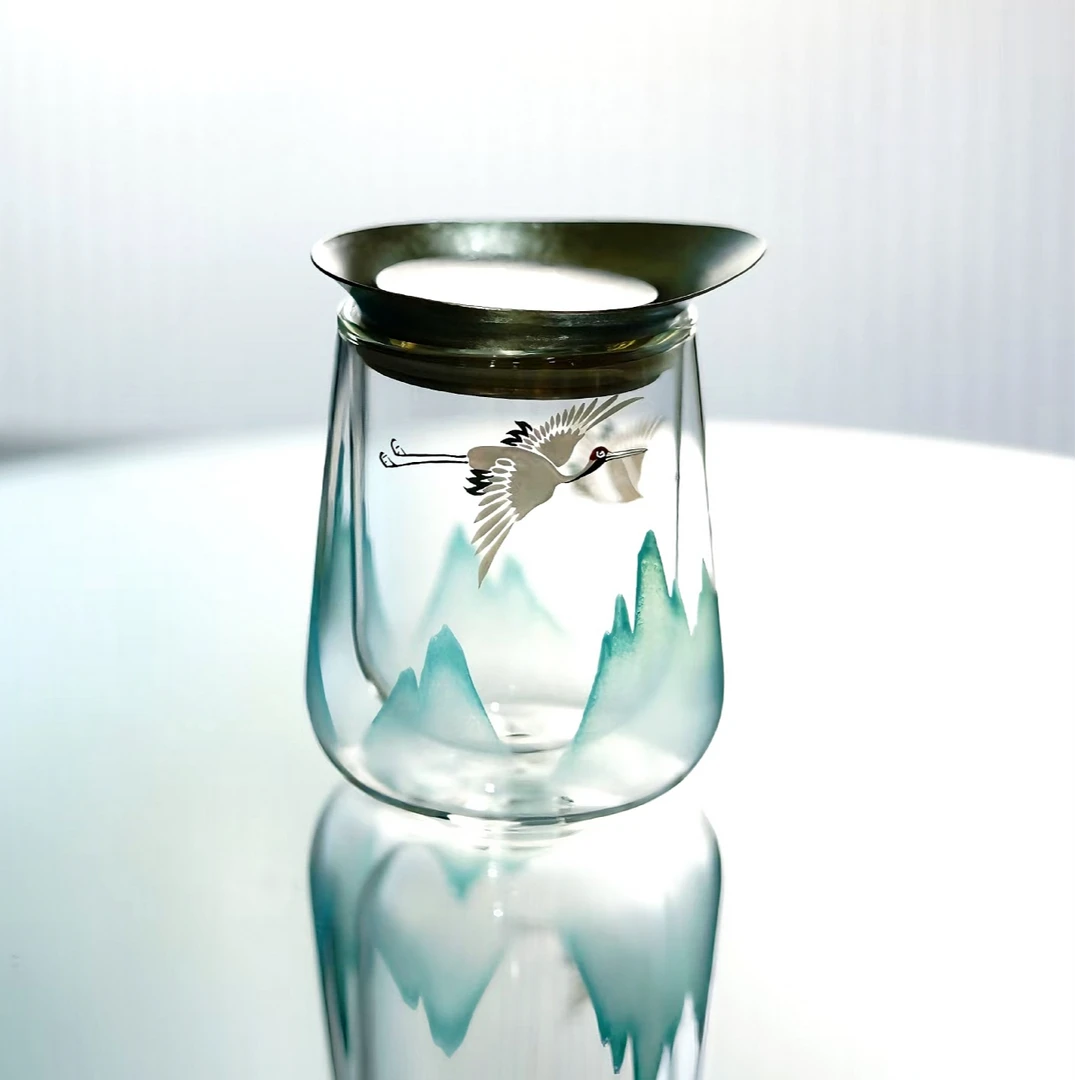 【陶珊居】物肆-青山仙鹤易泡组 口径7.2 底径7 高11容量240ml