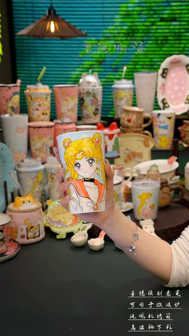 景德镇手绘美少女可乐杯