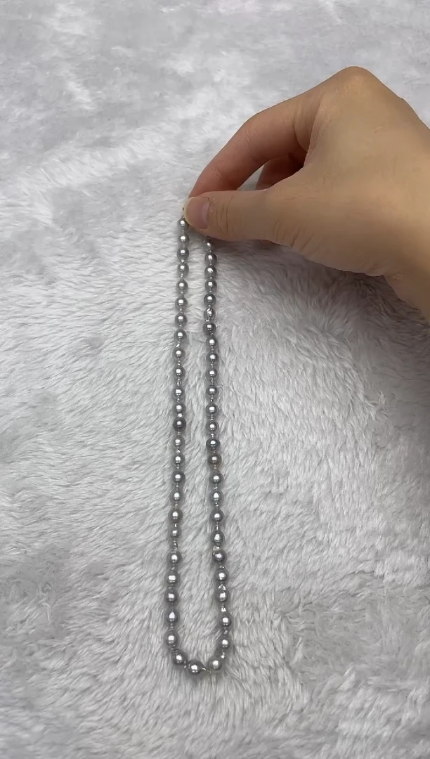 项链银S925镶嵌海水珍珠AK真多麻6-6.5mm