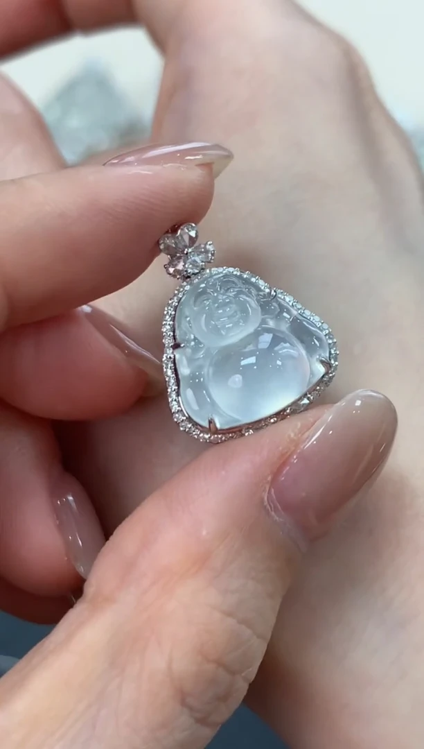 翡翠18K金镶嵌吊坠(不含链)佛公吊坠11800