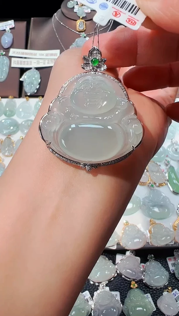 【闪购商品】翡翠吊坠(不含链)18K金镶嵌佛公吊坠889