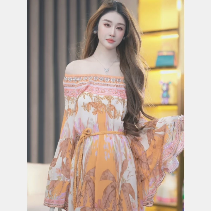 【张喜喜】2025新款气质烫钻定位花夏季收腰显瘦连衣裙 241101