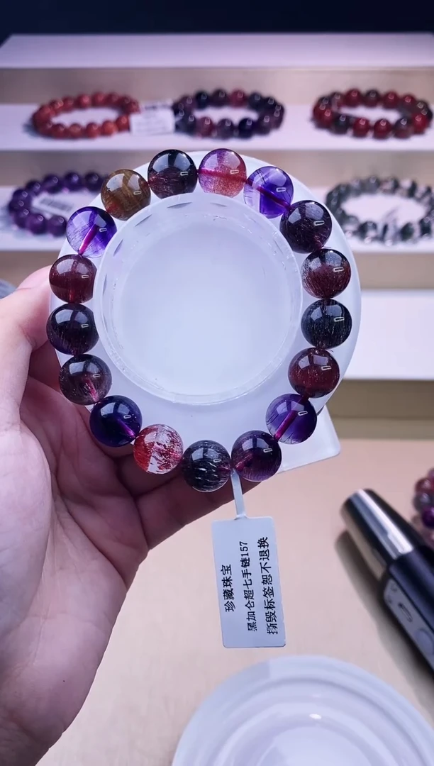 未镶嵌手链水晶黑加仑超七单圈12m+