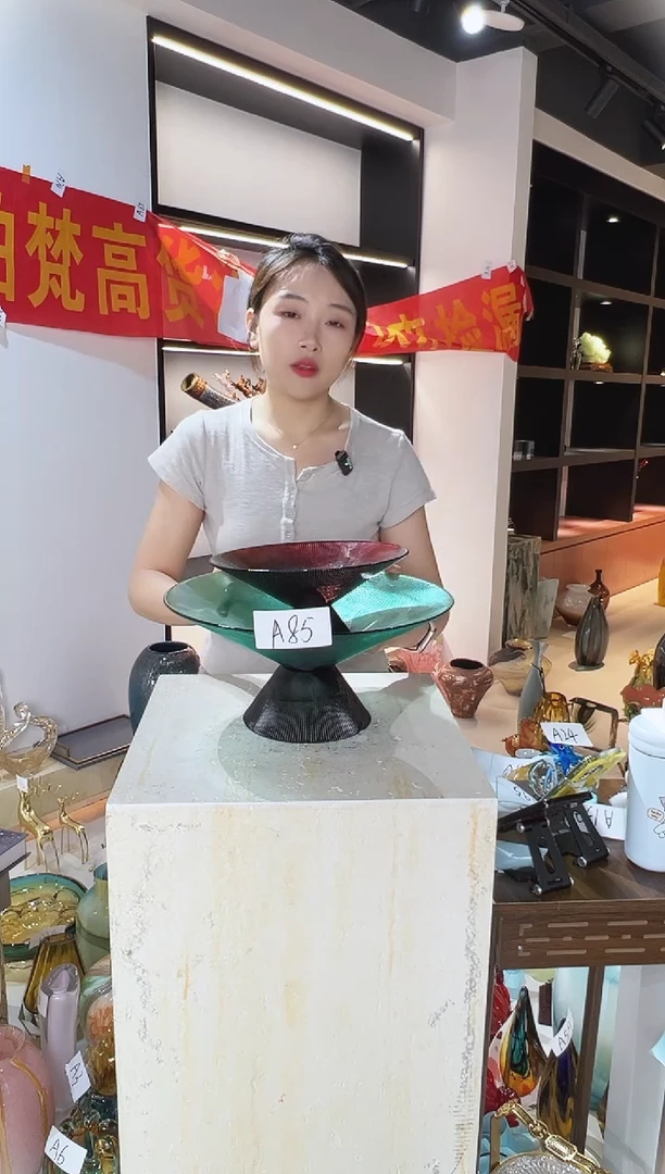 琉璃绿色果盘一套清仓A85