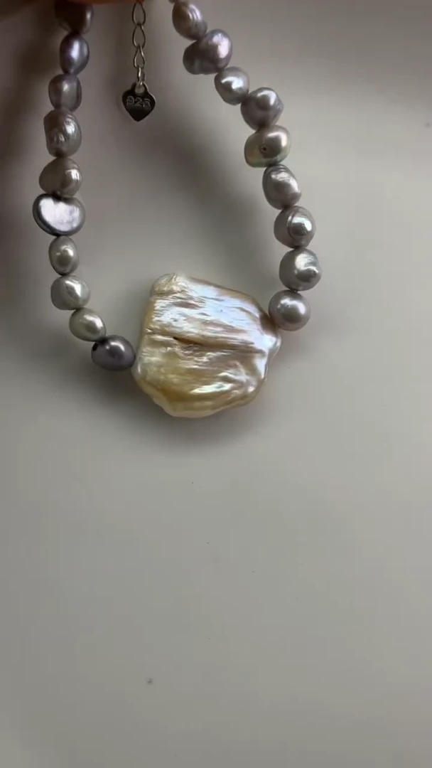 颈饰银S925镶嵌淡水珍珠1