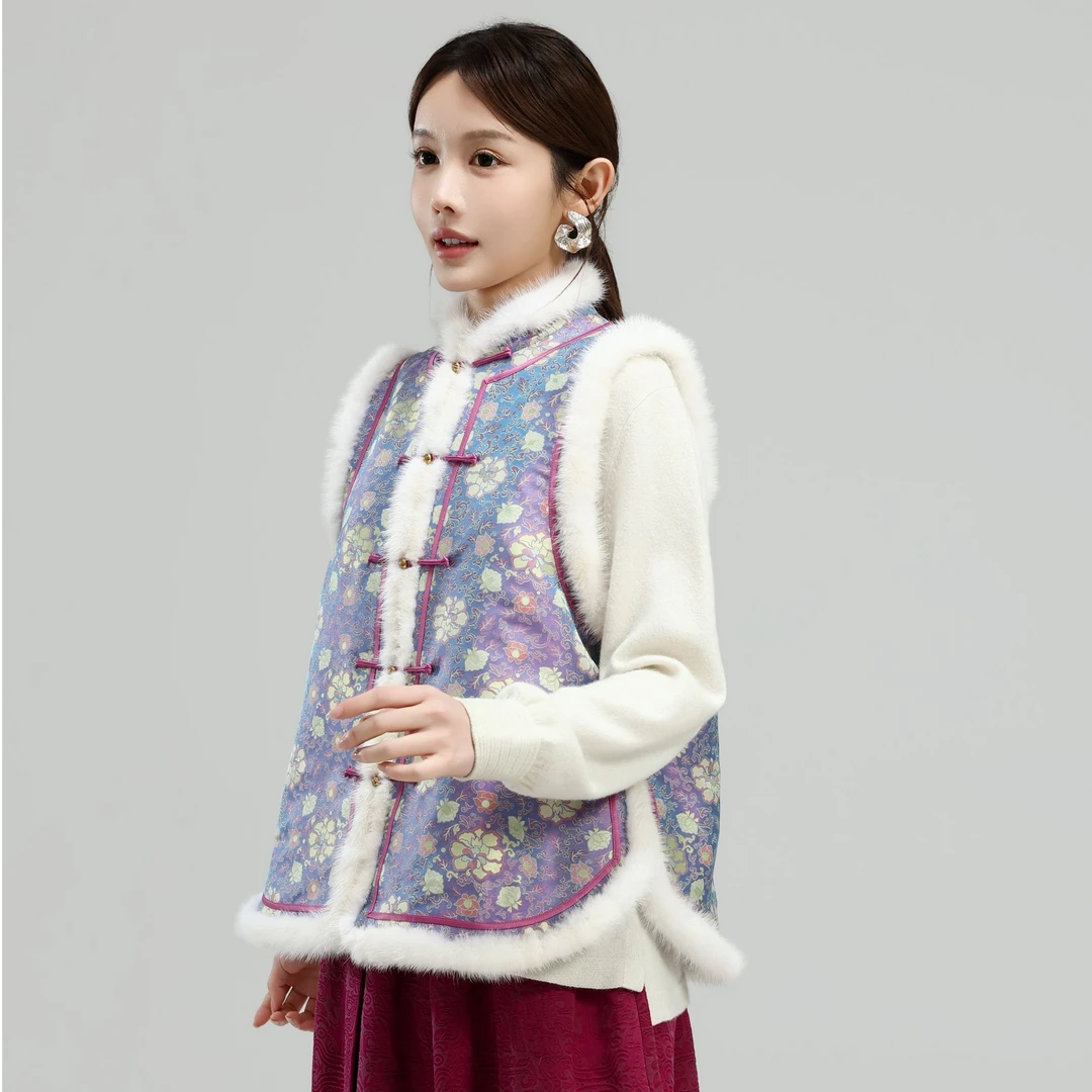 『满庭芳』张和才蜀锦面料中式复古中国风手工高定传统休闲马甲