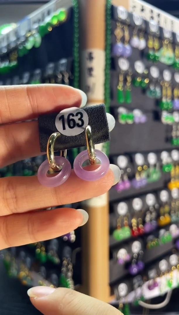 翡翠银S925镶嵌耳饰163...