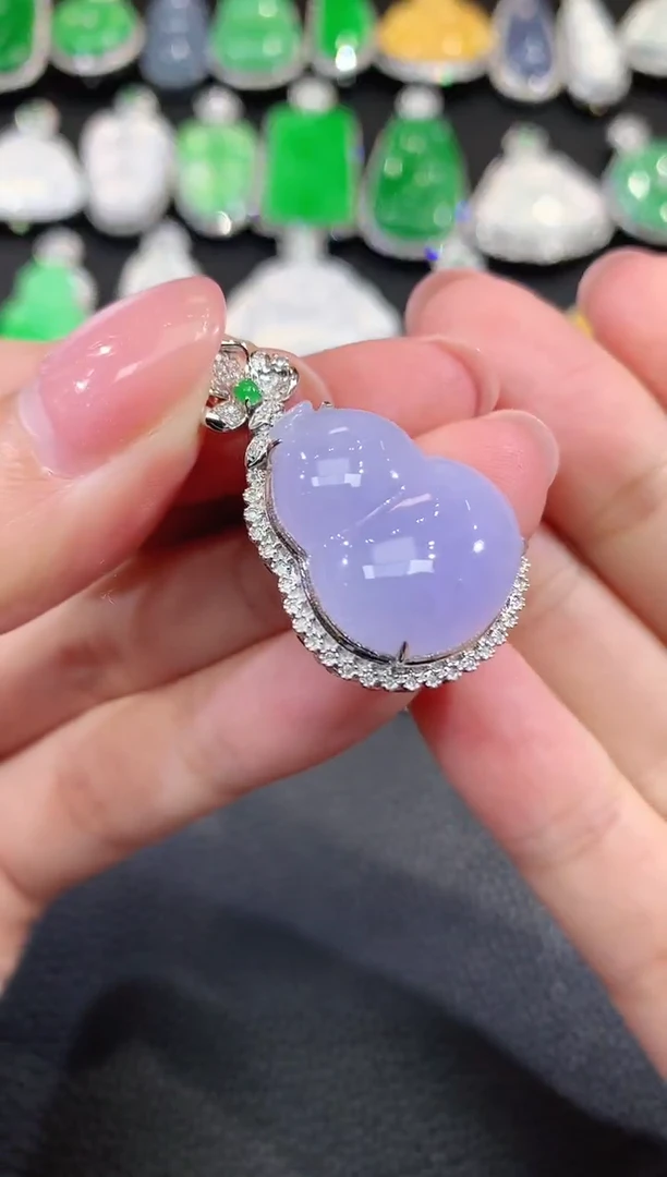 吊坠(不含链)18K金镶嵌翡翠C62 紫货有一定色差