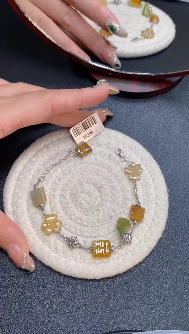 颈饰银S925镶嵌翡翠净货15535