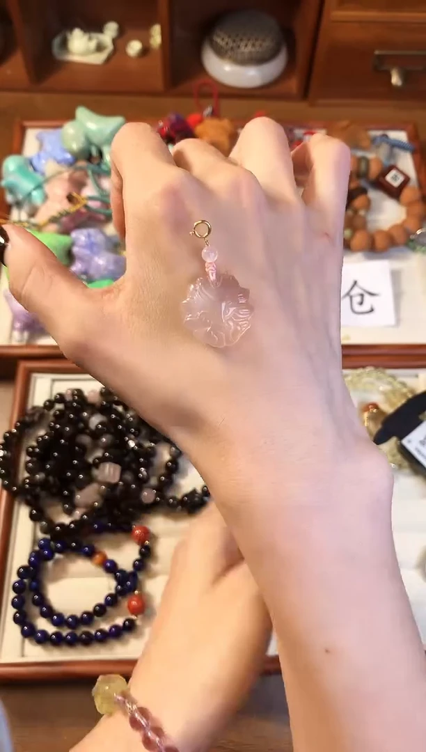 【闪购商品】水晶吊坠(不含链)未镶嵌冰透粉晶凤九吊坠