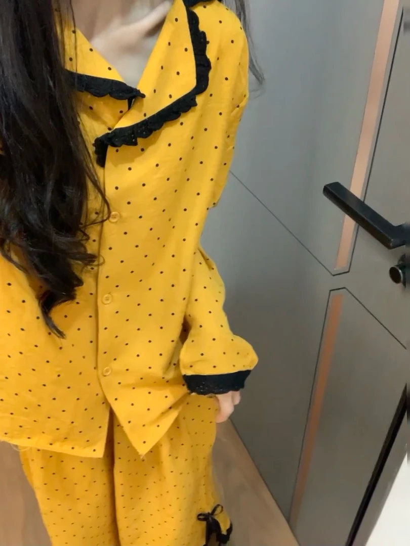 【DMXJ大梦想家】甜美可爱洋气波点睡衣女春夏季2025新款家居服套装