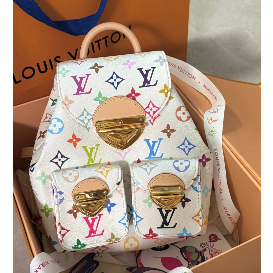 未使用 LouisVuitton/路易威登 【念念特价】双肩包村上隆白三彩