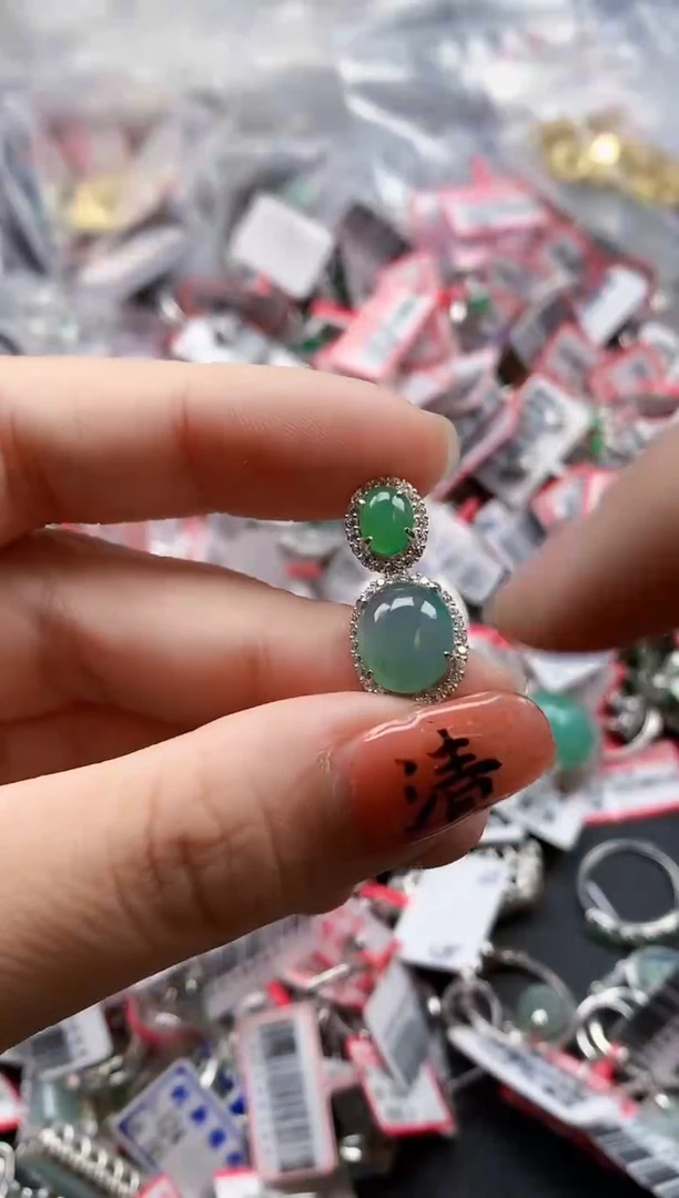 银S925镶嵌戒指翡翠天然A货缅甸翡翠