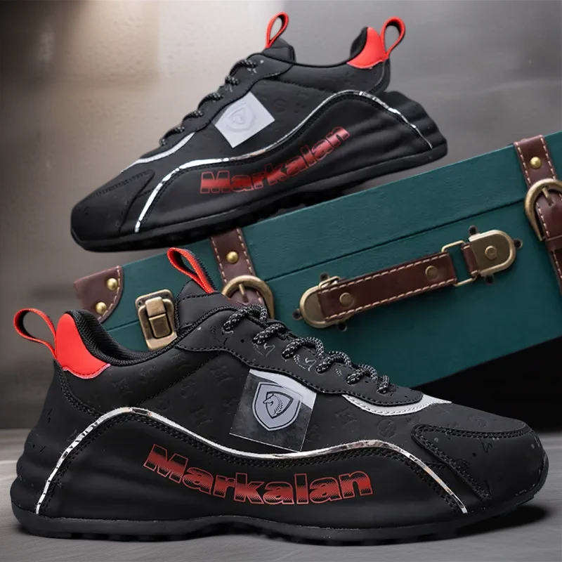 马克艾伦男鞋皮面防水防滑高档次旅游鞋潮流百搭秋季男士运动休闲