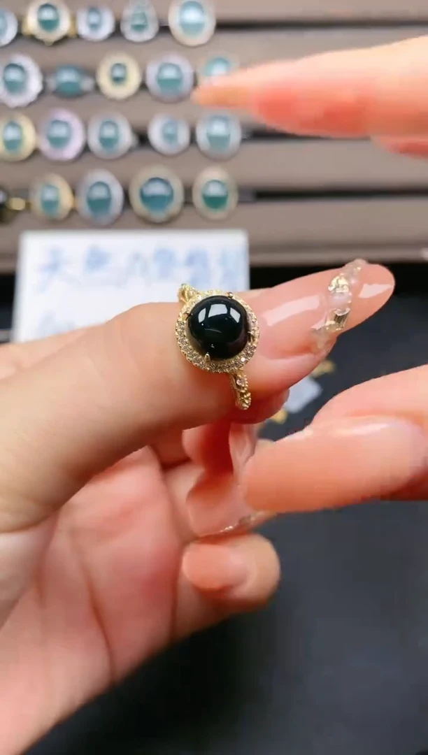 翡翠戒指银S925镶嵌24242