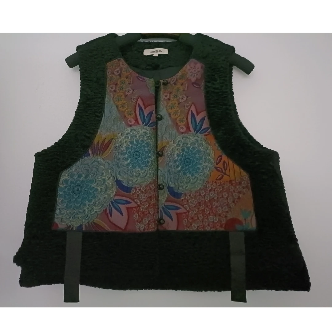 吉丘古儿G244Y503中式马甲原创加棉拼接时尚马夹（花色随机）