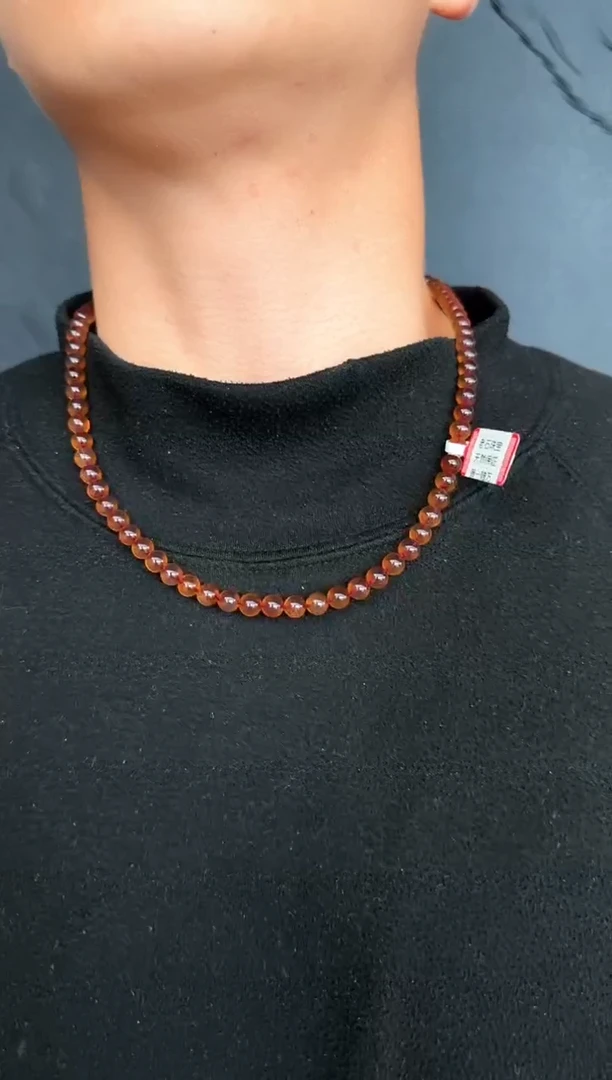 琥珀颈饰未镶嵌*12缅甸琥珀紫罗兰妈妈链6-7mm