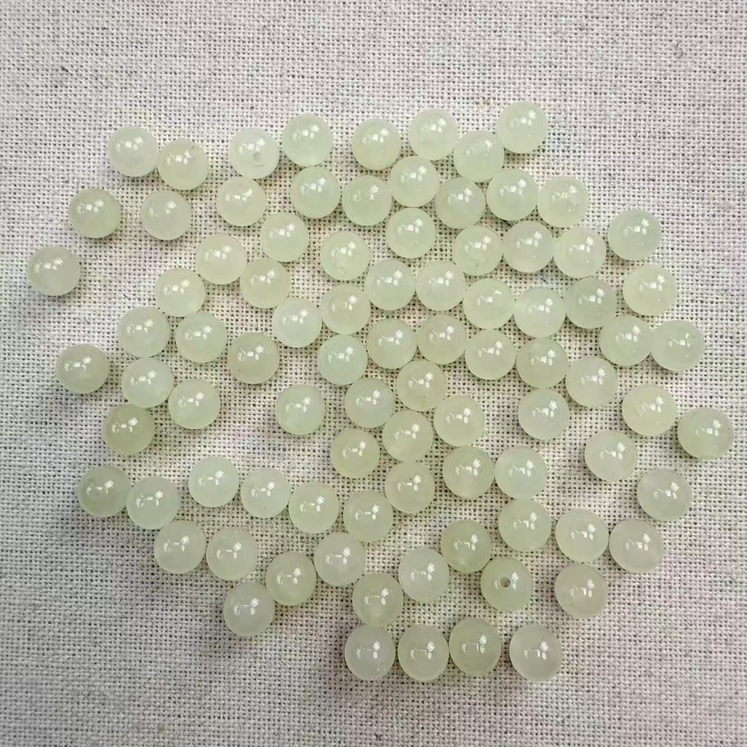 6mm左右和田玉阿尔金山黄口圆珠【5颗】多样性发货-HT2163