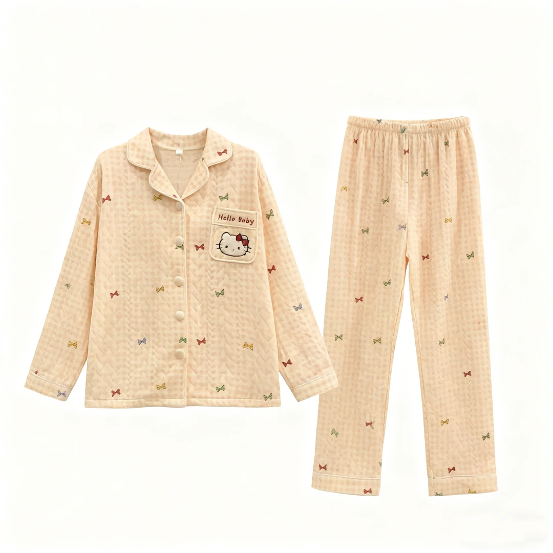 BZSO【粉Kitty】空气棉丨保暖冬季长袖卡通睡衣套装家居服套装