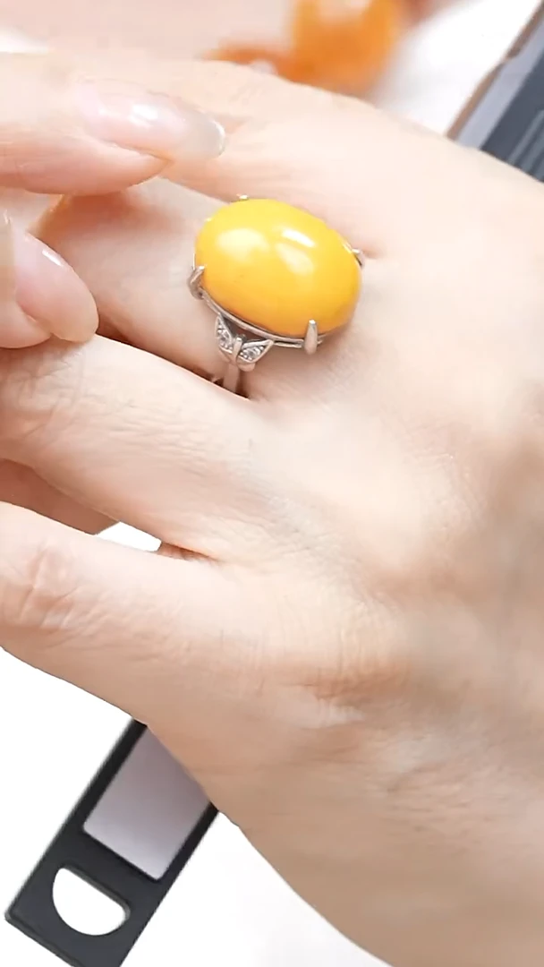 蜜蜡颈饰银S925镶嵌6013天然蜜蜡珠宝奇石全部保真