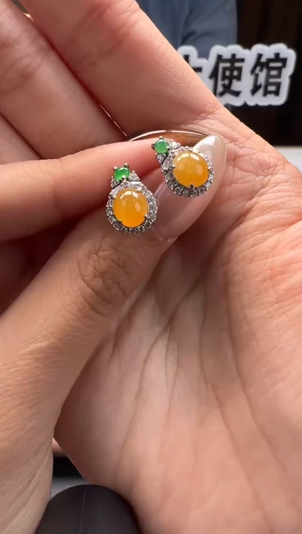 银S925镶嵌翡翠耳饰 缅甸珠宝严选